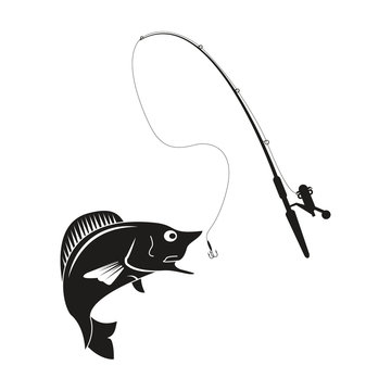 recommend clip art: flat design fishing rod and rod icon vector illustration