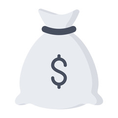Money bag with US dollar sign in flat style.