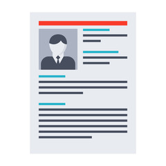 Human resource concept with resume in flat style.