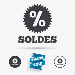 Soldes - Sale in French sign icon. Star.