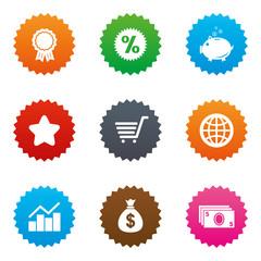 Online shopping, e-commerce and business icons.