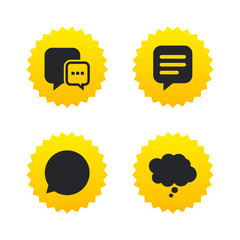 Chat icons. Comic speech bubble signs. Think.