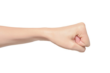 Woman fist isolated.