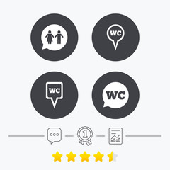 WC Toilet pointer icons. Gents and ladies room.