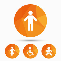 WC toilet icons. Human male or female signs.