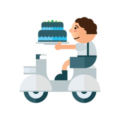 man Delivery cake birthday cartoon green, blue color