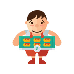 man selling cake roll cartoon