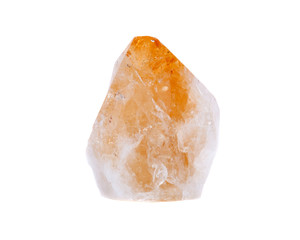 Citrine point stone healing crystal separated on white background