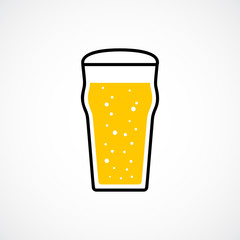 Pint of lager beer. Vector icon