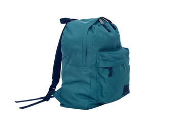 Forest green backpack rucksack bag separated on white background