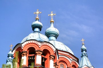 Fototapeta na wymiar Cathedral of the Kazan Icon of the Mother of God in irkutsk city, Russia