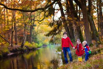 Kids playing in autumn park