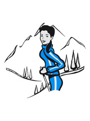 Winter holidays skiing woman
