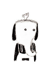 chef : black and white elephant with pencil drawing