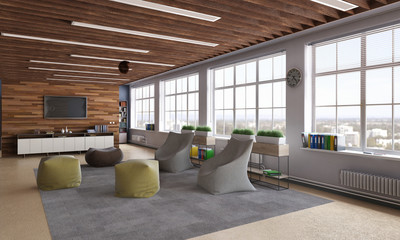 Elegant office interior . Mixed media