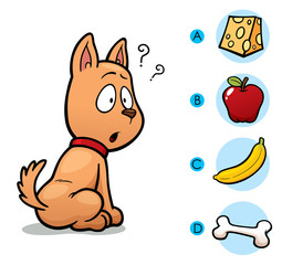 Vector Illustration of make the right choice connect animal with their food - Dog