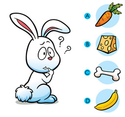 Vector Illustration of make the right choice connect animal with their food - Rabbit