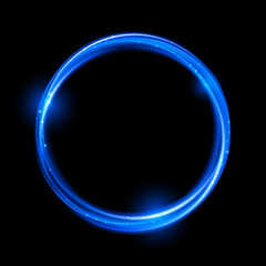 Vector light trail circle. Glowing fire ring trace