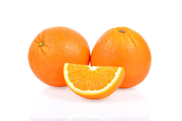 Fresh orange on white background