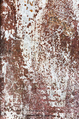 damaged rust metal surface with corroded white paint texture