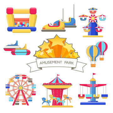 Set of Amusement Park Elements