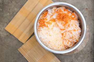 Variety types and shapes of Thai noodles
