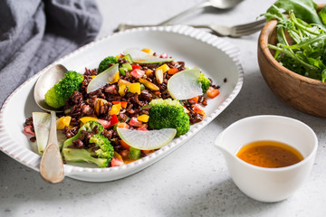 Thai Riceberry with broccoli salad