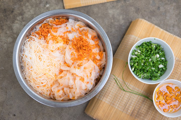 Variety types and shapes of Thai noodles