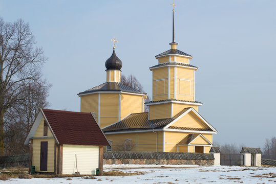 St. George church in Gorodishche Voronich closeup. Pushkinskie Gory, Russia