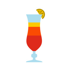 Fruit cocktail icon in flat style isolated on white background. Drink symbol