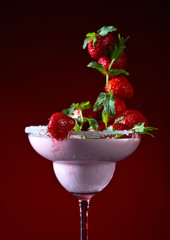 strawberry cocktail with  peppermint leaves