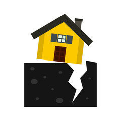 Fault of earth icon in flat style isolated on white background. Natural disaster symbol