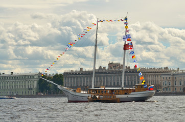 Fototapeta premium Yacht in the waters of the Neva.