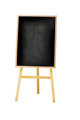 vertical photo of menu black board Isolated on white background,