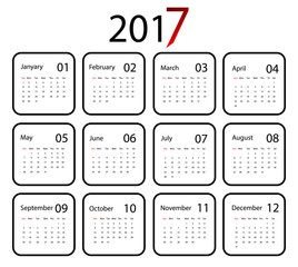 Vector calendar for 2017