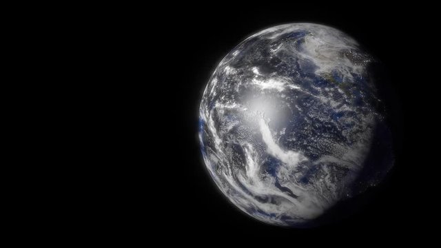 3d rendering of planet earth rotating  and sowing night and day lights. Video with copyspace. Elements of this image furnished by NASA