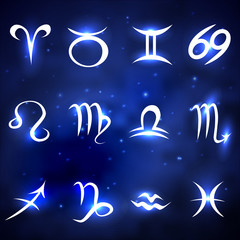 Zodiac signs on the space background