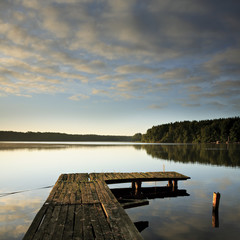 Lake at Sunrise, Old Wooden Pier