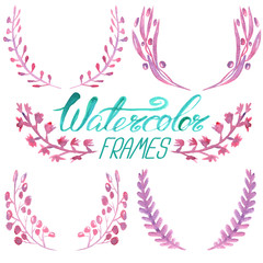 Obraz premium Set of watercolor floral frames