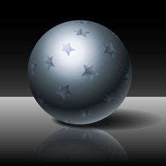 Metal sphere with stars on a dark background