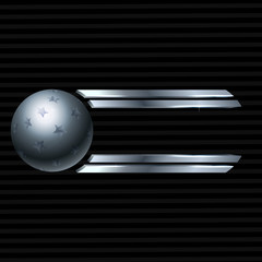 Metal sphere with stars on a dark background