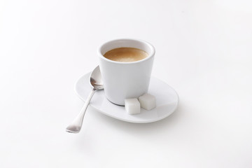 cup of espresso coffee with foam isolated on white