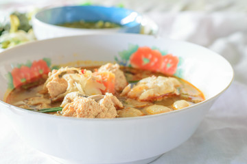 Spicy fish eggs soup