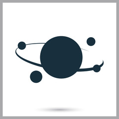 The planet and its satellites icon on the background © LynxVector