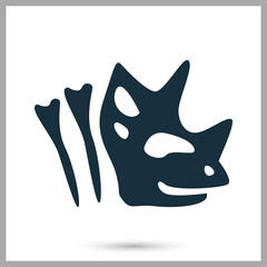Dinosaur skeleton icon on the background