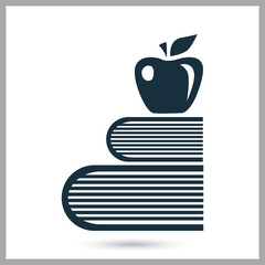 Books and apple icon on the background