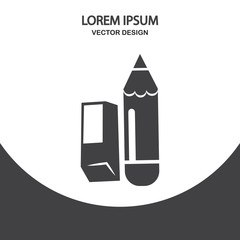 Pencil and eraser icon on the background