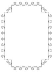 Vertical outline frame with shells. Vector clip art.