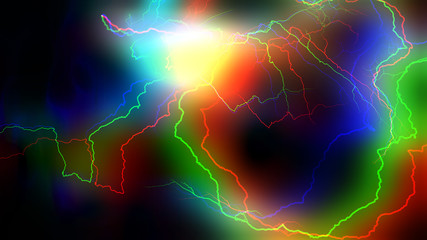 Colourful energy discharge 3d rendering