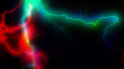 Colourful energy discharge 3d rendering
